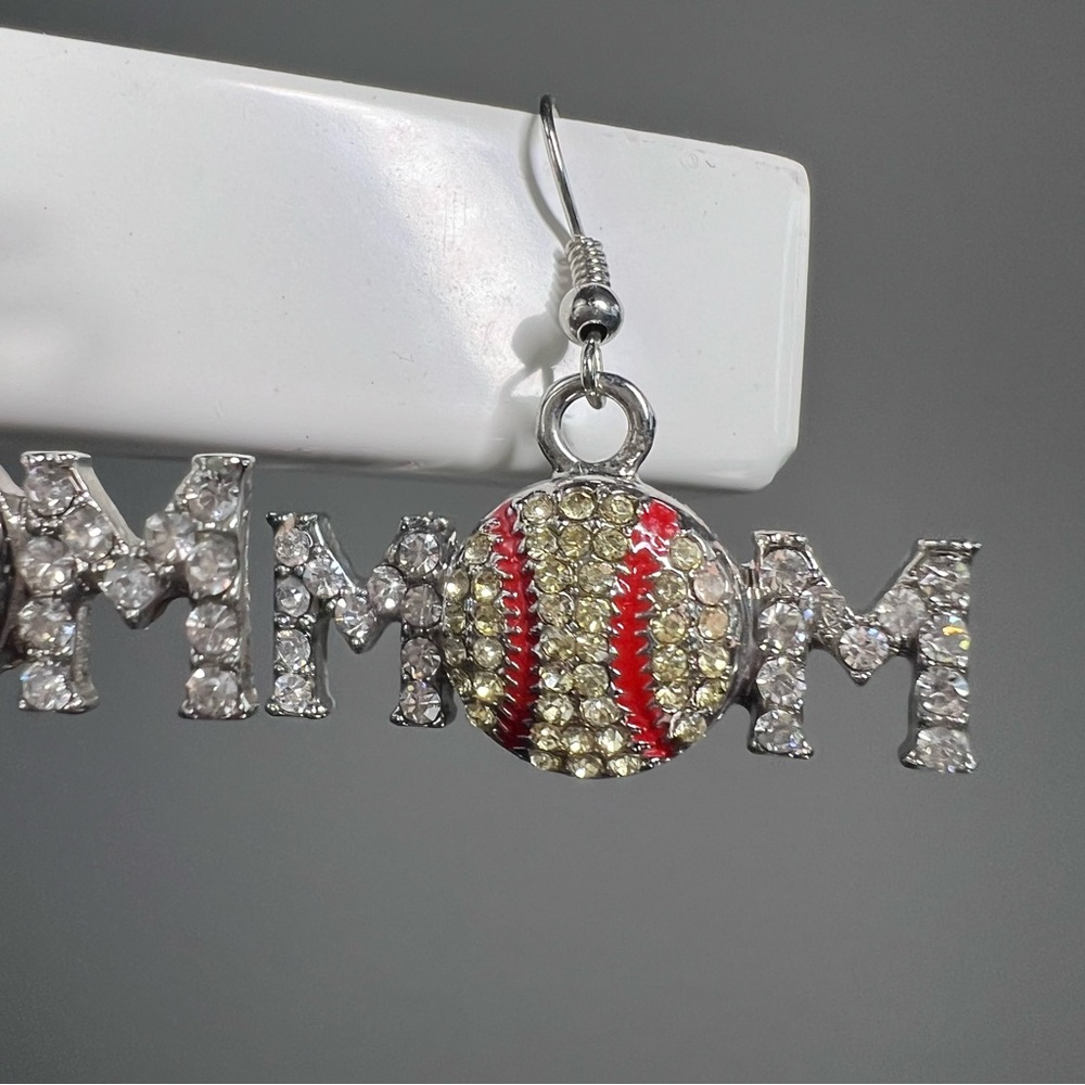 Sparkling softball MOM Rhinestone Earrings - Picture 4 of 5